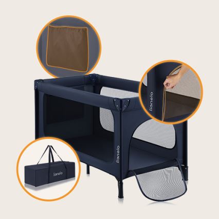 Lionelo - JASMIN EASY FOLD Travel Cot, Navy Blue