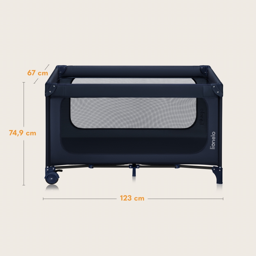 Lionelo - JASMIN EASY FOLD Travel Cot, Navy Blue