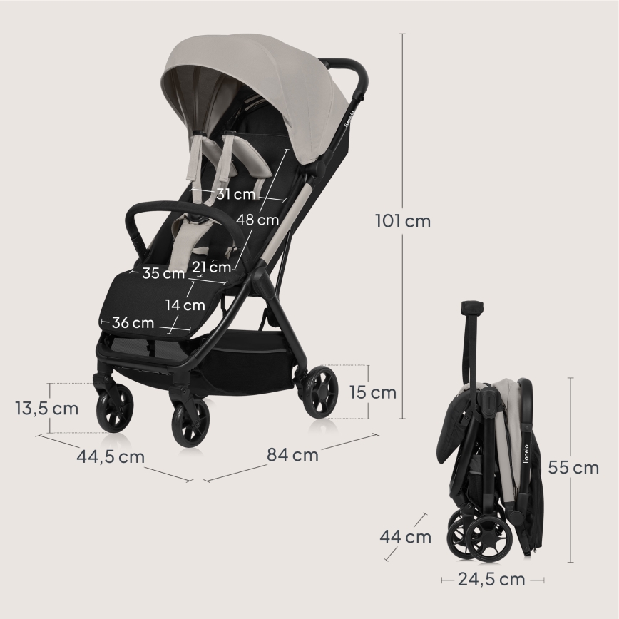 Lionelo - JULIE AIR Sports Stroller Beige Sand