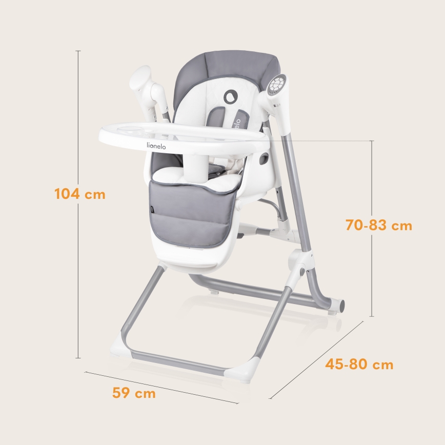 Lionelo - Kids' dining chair NILES Grey 4xAA