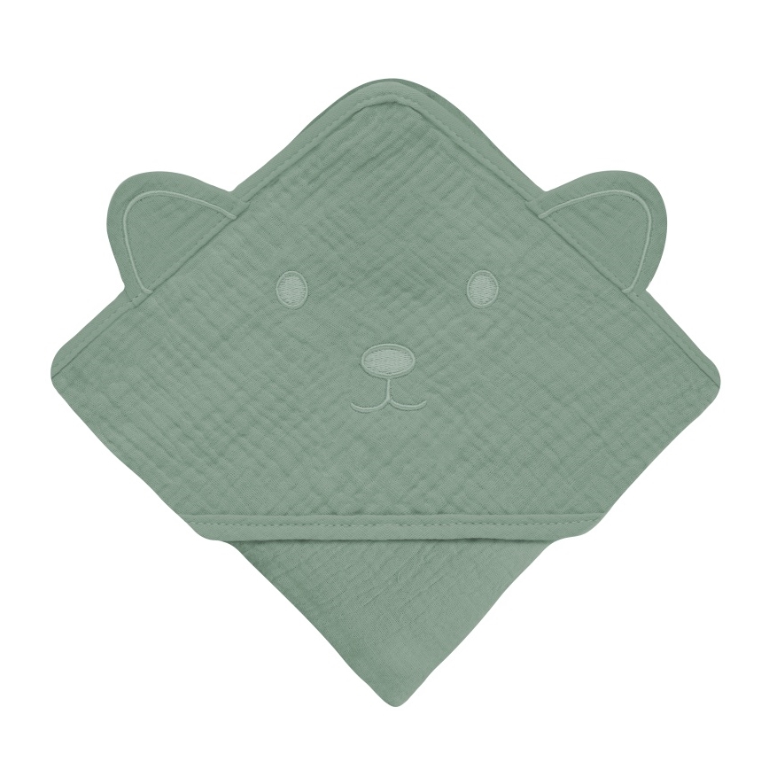 Lionelo - Kids' Muslin Hooded Towel Green Forest