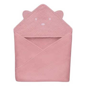 Lionelo - Kids' Muslin Hooded Towel, Pink Baby