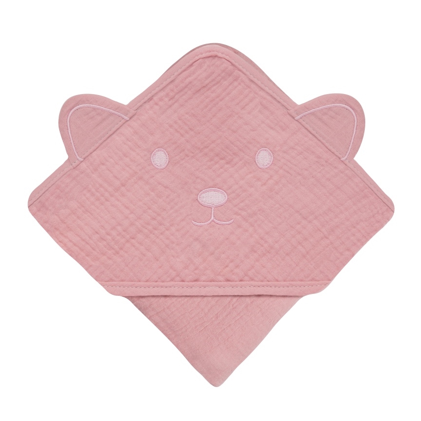 Lionelo - Kids' Muslin Hooded Towel, Pink Baby