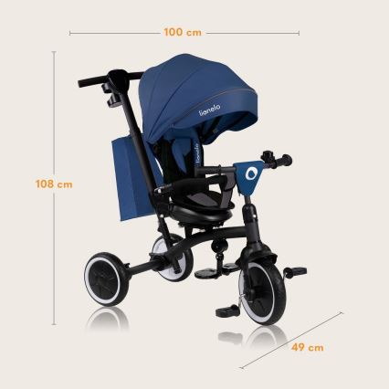 Lionelo - Kids' tricycle TRIS PLUS Blue Denim