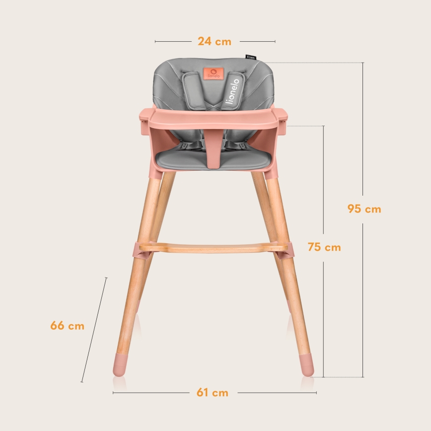 Lionelo - KOEN 2-in-1 Children's Dining Chair, Pink Rose