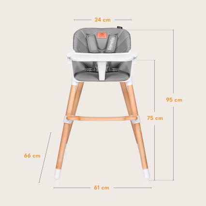 Lionelo - KOEN 2-in-1 Children's Highchair Grey Stone