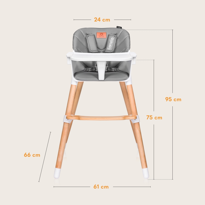 Lionelo - KOEN 2-in-1 Children's Highchair Grey Stone