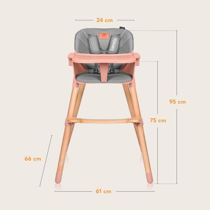 Lionelo - KOEN 2-in-1 Kids' Dining Chair, Pink Rose