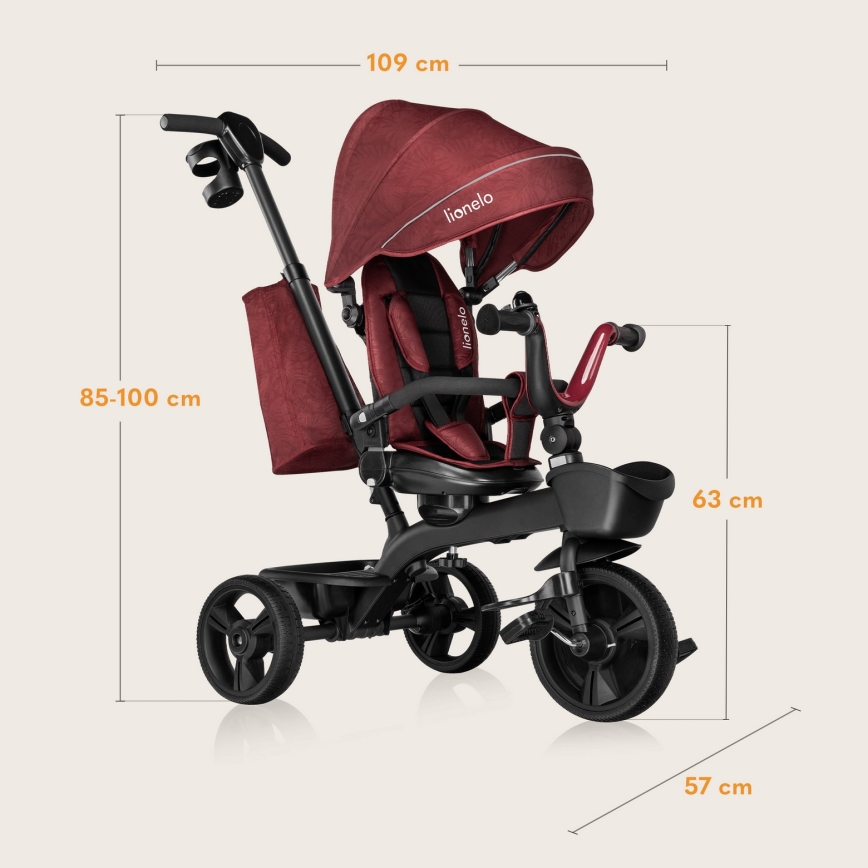 Lionelo - KORI Kids' Tricycle Red Burgundy