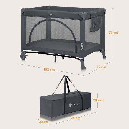 Lionelo - LAURA Travel Cot Grey Concrete
