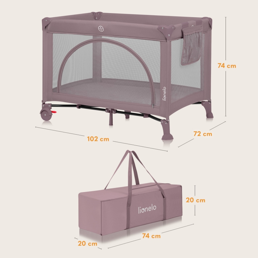 Lionelo - LAURA Travel Cot Pink Nude