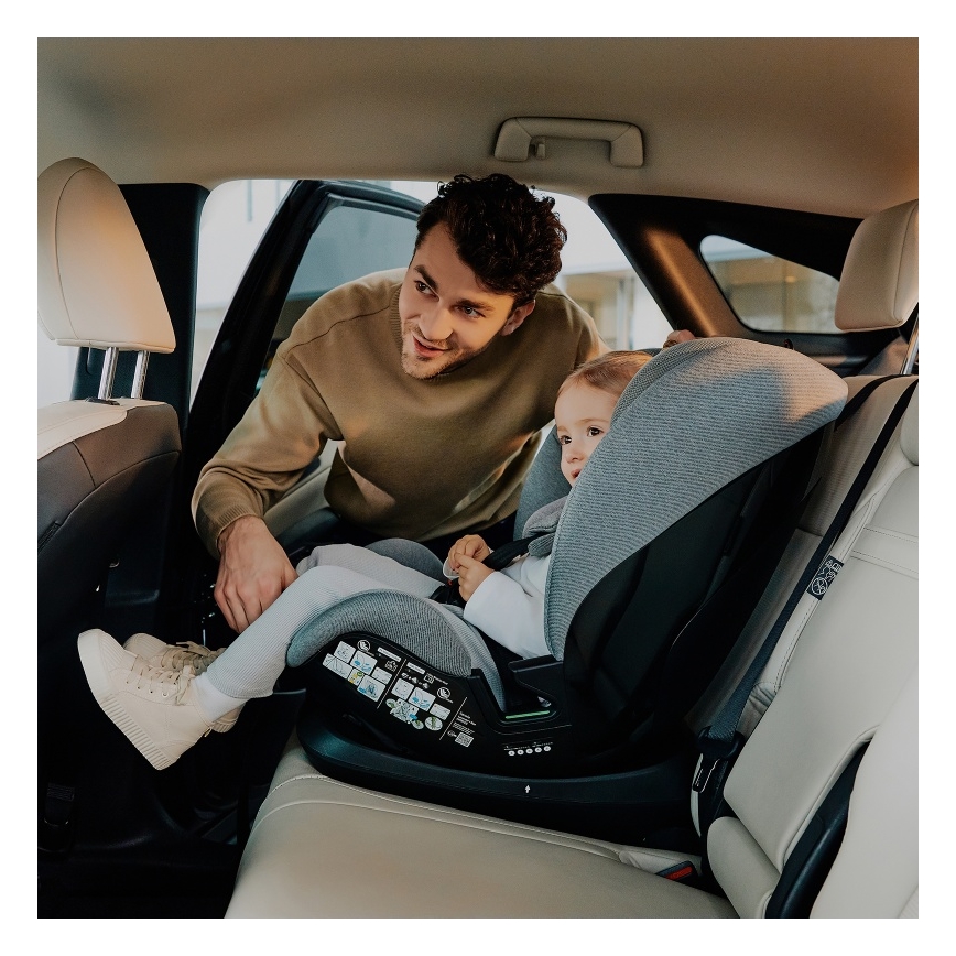 Lionelo - LAVENDER i-Size Rotating Car Seat with Base 76-150 cm Grey Stone