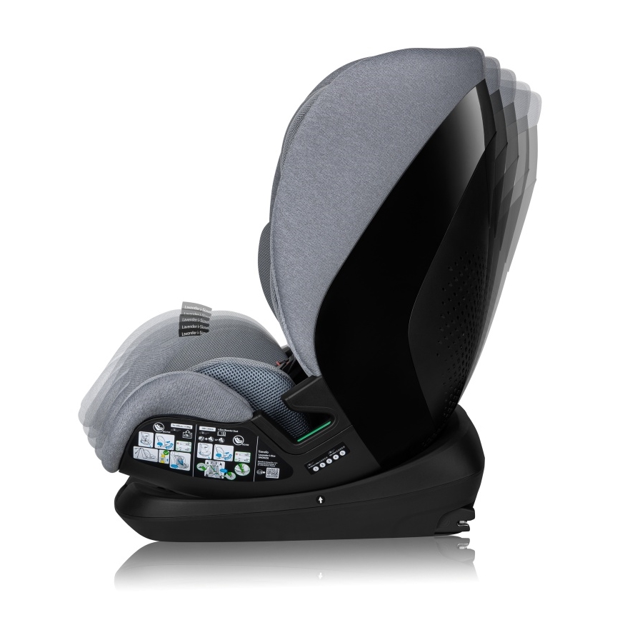 Lionelo - LAVENDER i-Size Rotating Car Seat with Base 76-150 cm Grey Stone