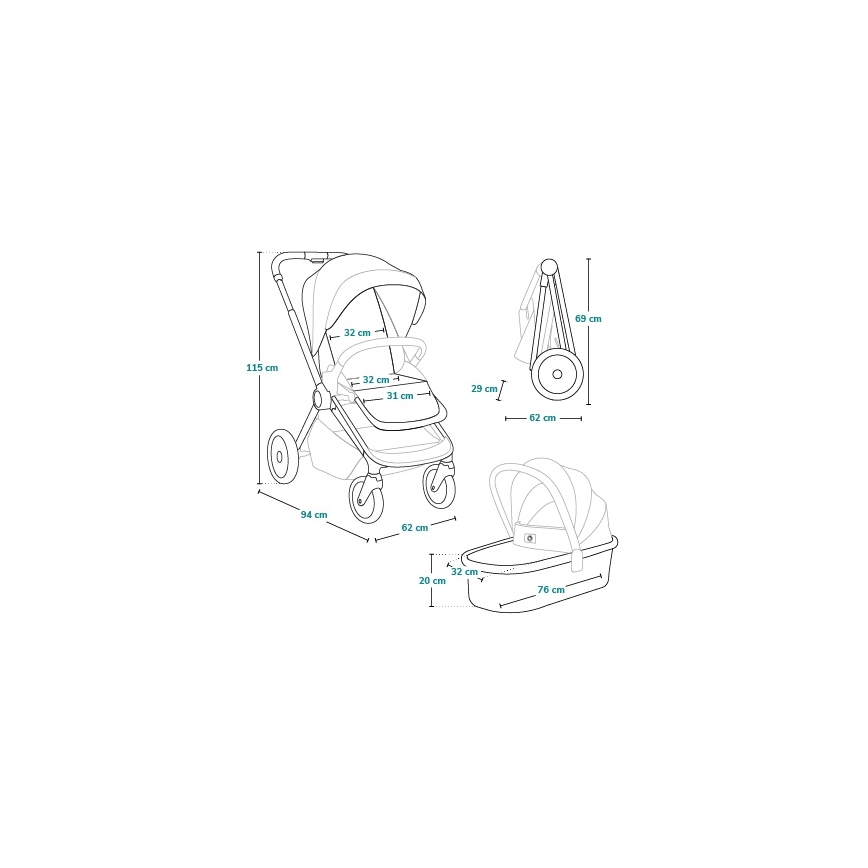 Lionelo - LAYLA 2-in-1 Combination Stroller Grey Stone