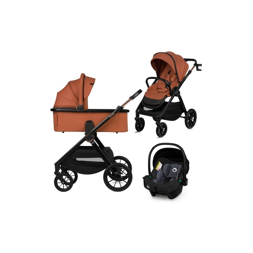 Lionelo - LAYLA 3-in-1 Combination Stroller, Brown Rust