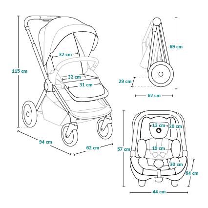 Lionelo - LAYLA 3-in-1 Combination Stroller, Brown Rust