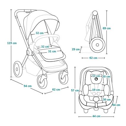 Lionelo - LAYLA 3-in-1 Combination Stroller, Green Forest