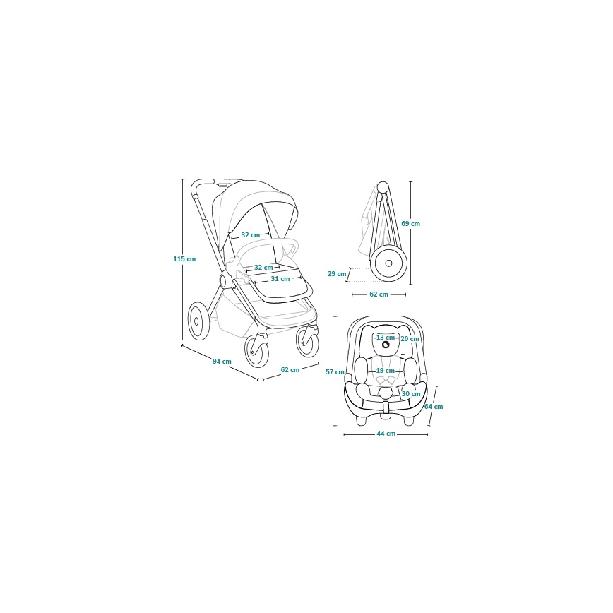 Lionelo - LAYLA 3-in-1 Combination Stroller, Green Forest
