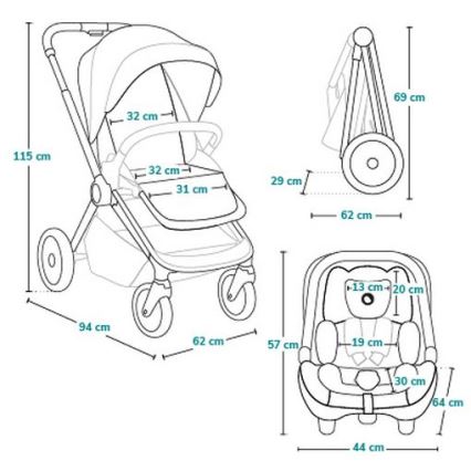 Lionelo - LAYLA 3-in-1 Combination Stroller, Grey Stone