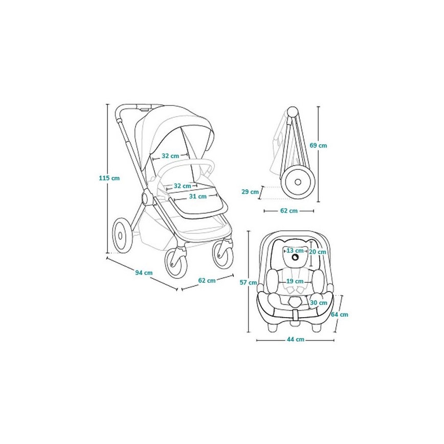 Lionelo - LAYLA 3-in-1 Combination Stroller, Grey Stone