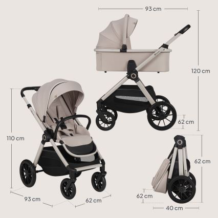 Lionelo - LAYLA 3-in-1 stroller, Beige Sand