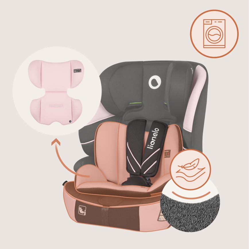 Lionelo - LEVI FIX i-Size Car Seat 76-150 cm Baby Pink