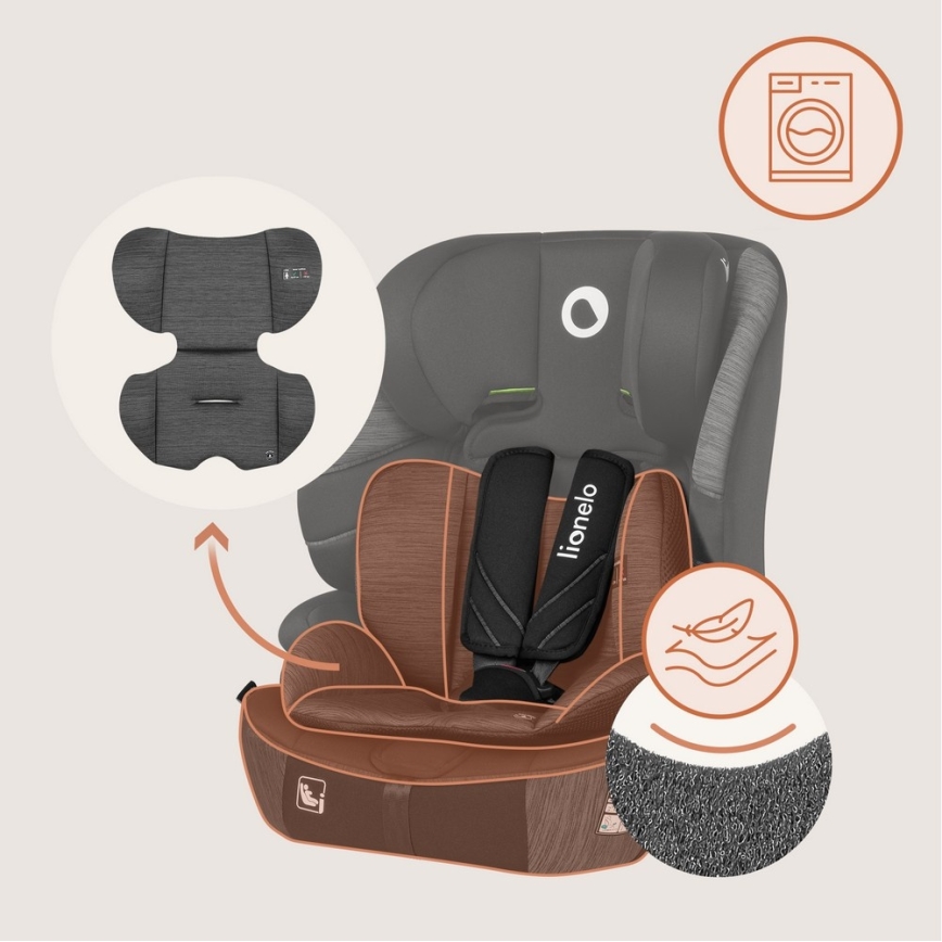 Lionelo - LEVI FIX i-Size Child Car Seat 76-150 cm Grey Stone