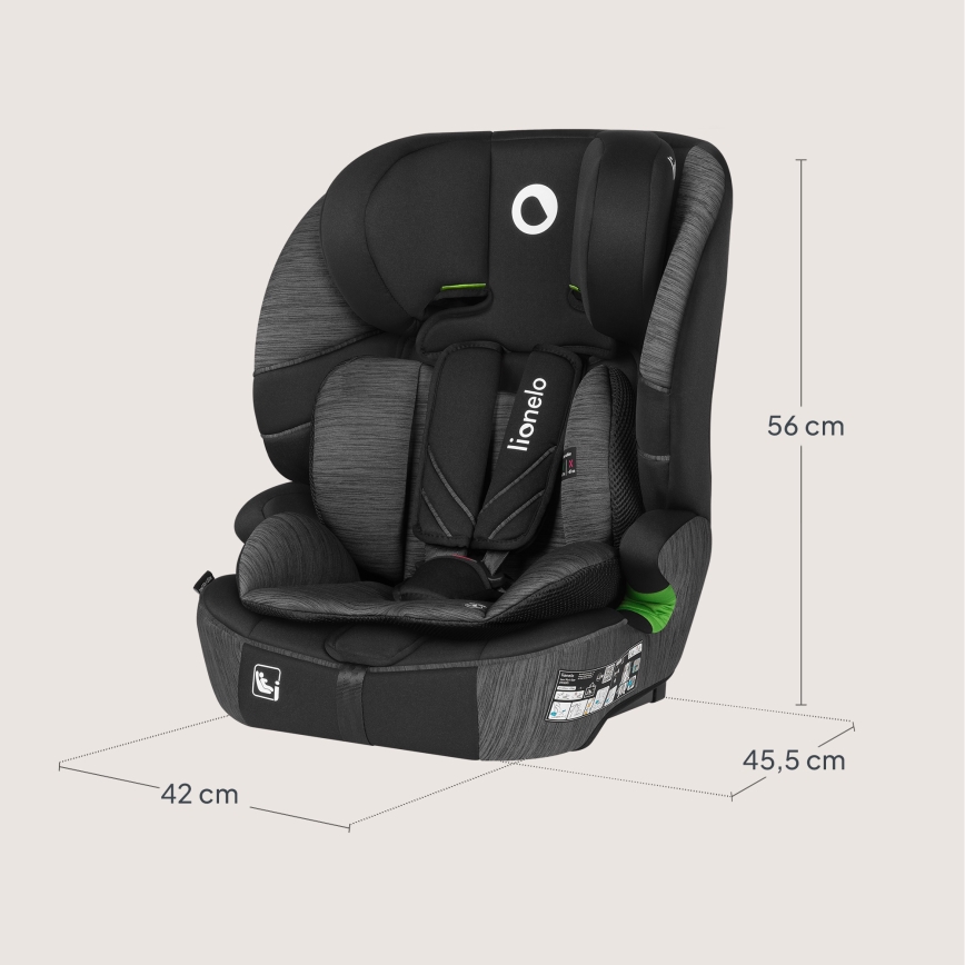 Lionelo - LEVI FIX i-Size Child Car Seat 76-150 cm Grey Stone