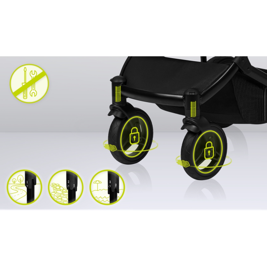 Lionelo - MARI TOUR 3-in-1 Combination Stroller Black Onyx