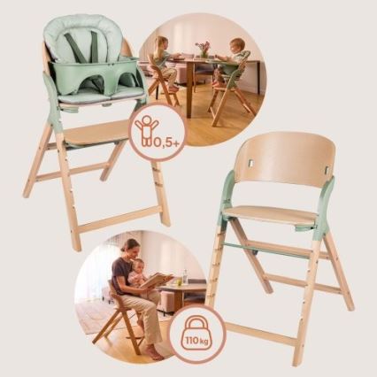 Lionelo - MEGAN 3-in-1 Kids' High Chair, Green Wood