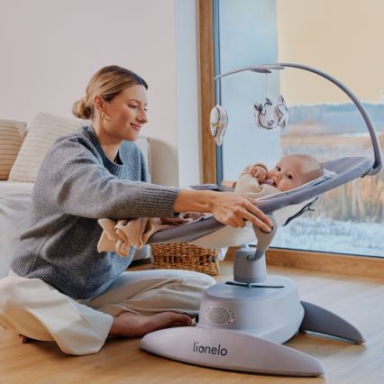 Lionelo - MELL Baby Rocker with Soothing Melodies, Grey Stone 4xAA + Remote Control