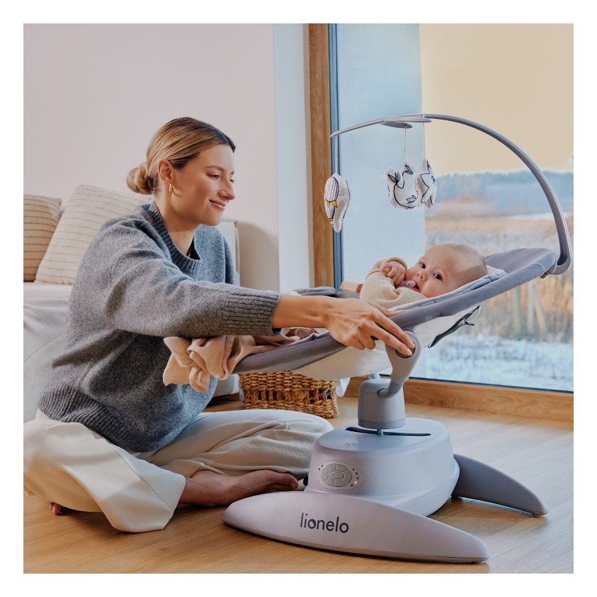 Lionelo - MELL Baby Rocker with Soothing Melodies, Grey Stone 4xAA + Remote Control