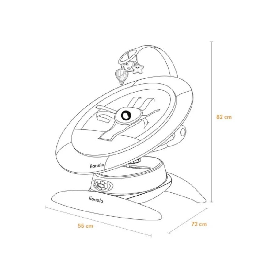 Lionelo - MELL Baby Rocker with Soothing Melodies, Grey Stone 4xAA + Remote Control