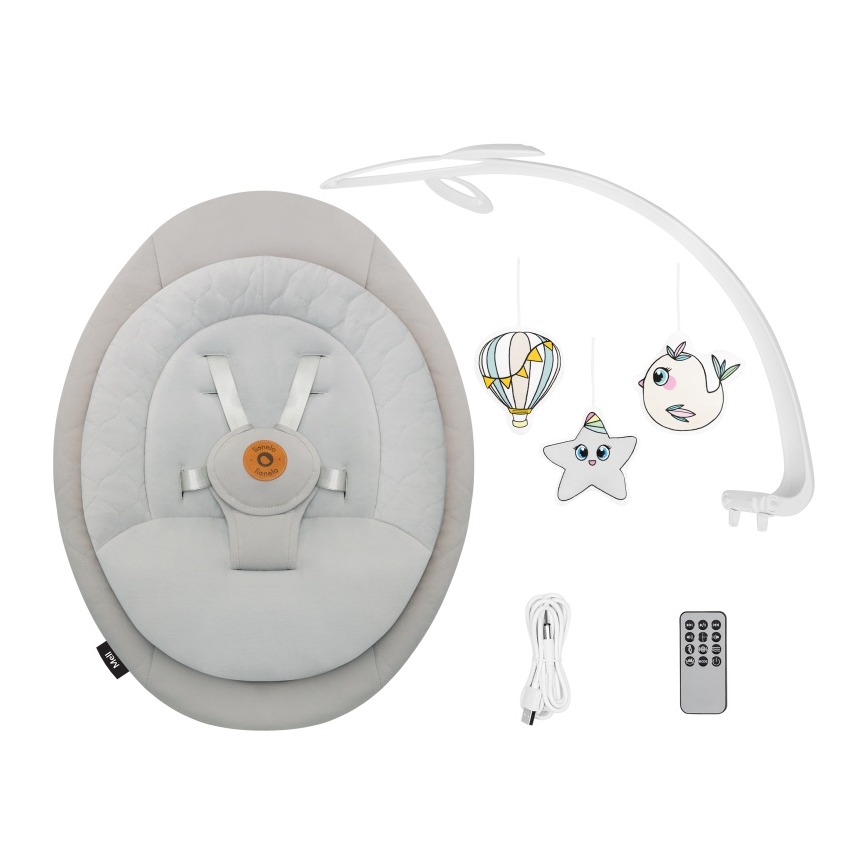 Lionelo - MELL Baby Swing with Music, Beige Sand, 4xAA + Remote Control