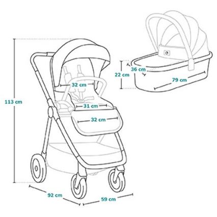 Lionelo - MERIL 2-in-1 Combination Stroller Grey Stone