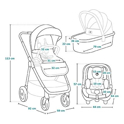 Lionelo - MERIL 3-in-1 Combination Stroller, Beige Sand