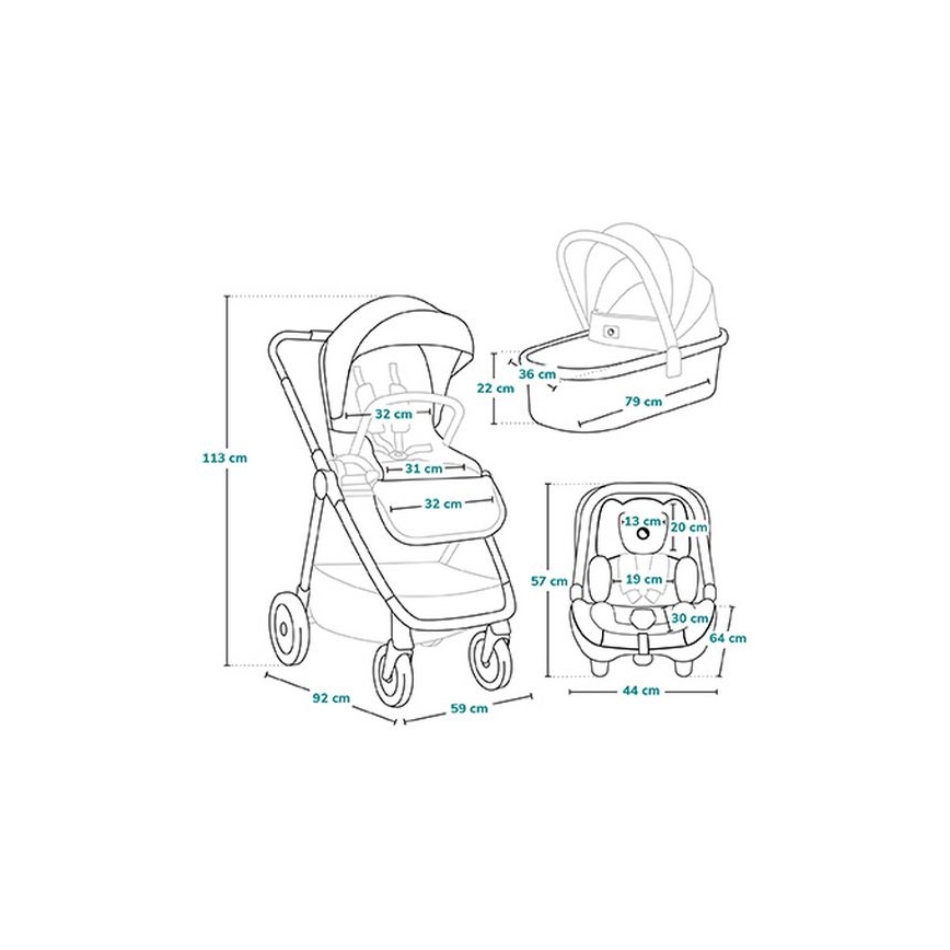 Lionelo - MERIL 3-in-1 Combination Stroller Grey Stone
