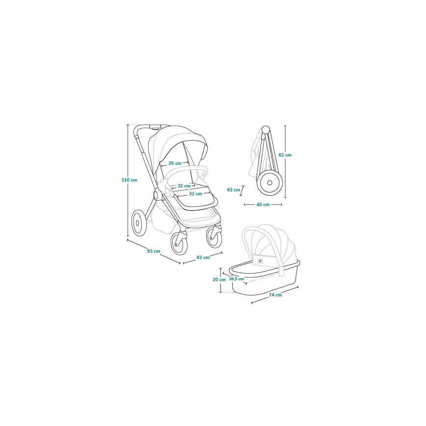 Lionelo - MIKA PLUS 2-in-1 Combination Stroller Beige Sand