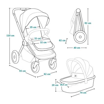 Lionelo - MIKA PLUS 2-in-1 Combination Stroller, Brown Rust