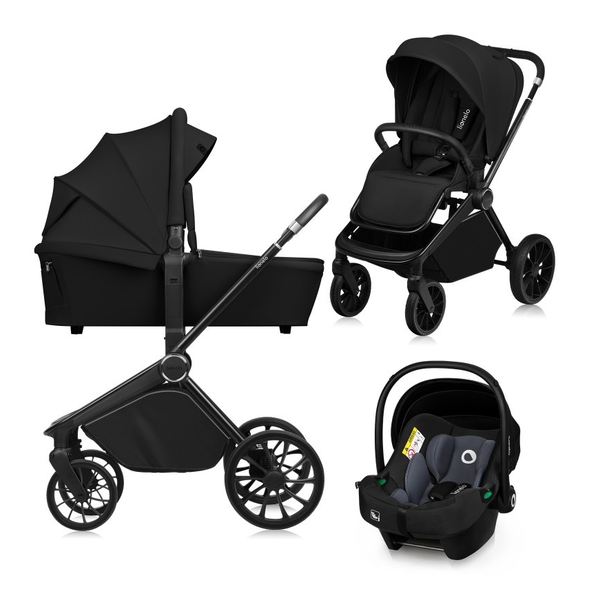Lionelo - MIKA PLUS 3-in-1 Combination Stroller Black Onyx
