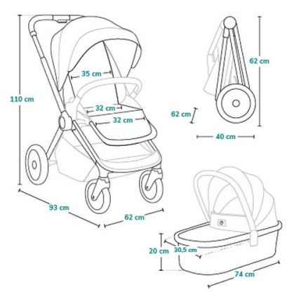 Lionelo - MIKA PLUS 3-in-1 Combination Stroller Brown Rust