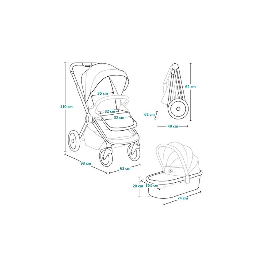 Lionelo - MIKA PLUS 3-in-1 Combination Stroller Brown Rust