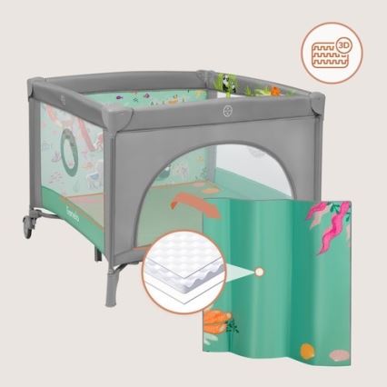 Lionelo - MILLE PLUS Playpen Grey Green