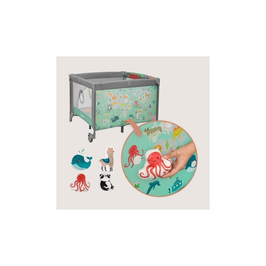 Lionelo - MILLE PLUS Playpen Grey Green