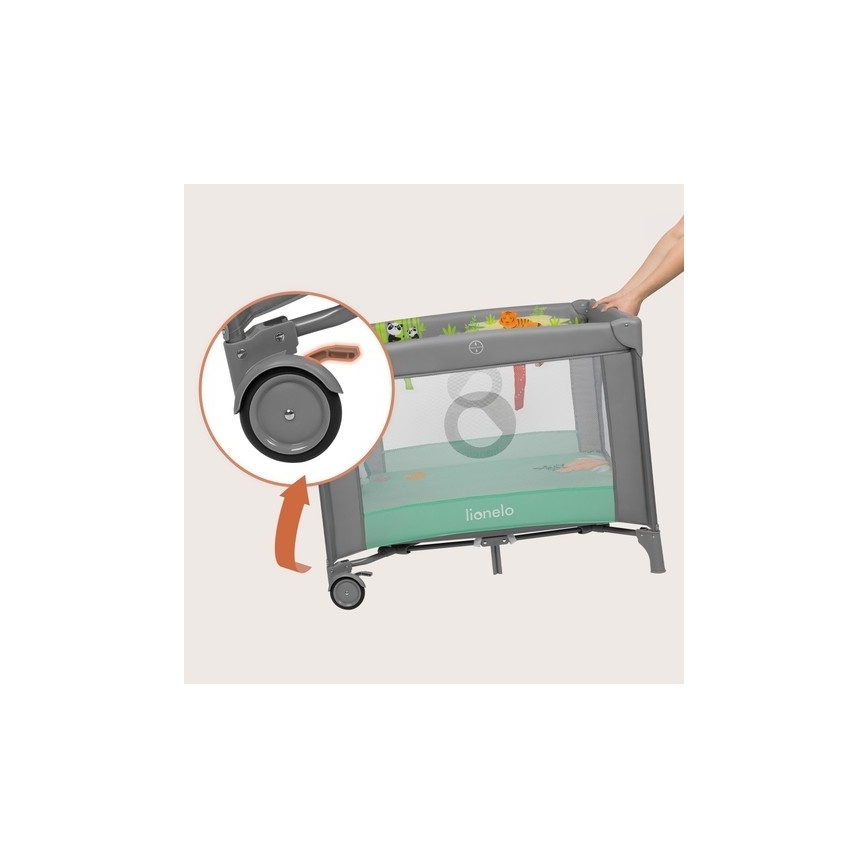 Lionelo - MILLE PLUS Playpen Grey Green