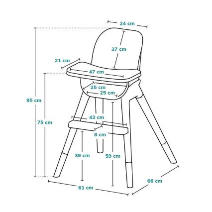 Lionelo - MONA 2-in-1 Children's Dining Chair, Black Onyx