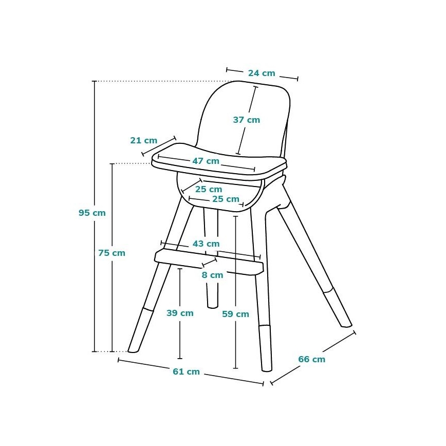 Lionelo - MONA 2-in-1 Children's Dining Chair, Black Onyx