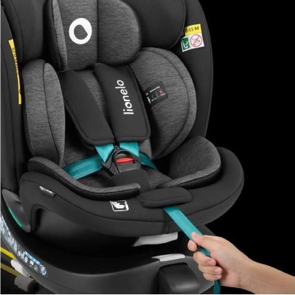 Lionelo - NAVY i-Size Rotating Car Seat with Base 40-150 cm Black/Turquoise