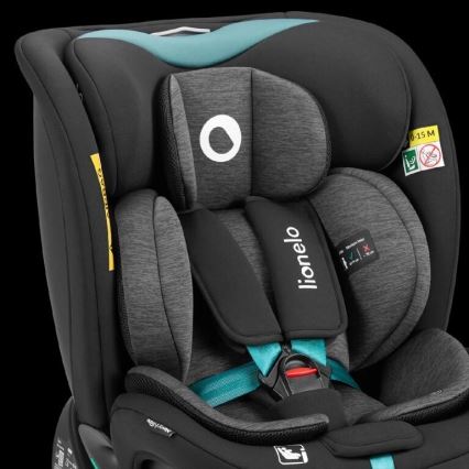 Lionelo - NAVY i-Size Rotating Car Seat with Base 40-150 cm Black/Turquoise
