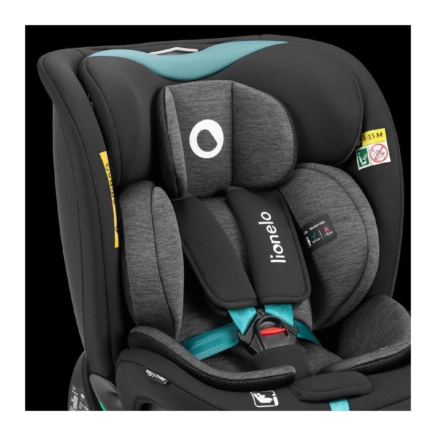 Lionelo - NAVY i-Size Rotating Car Seat with Base 40-150 cm Black/Turquoise